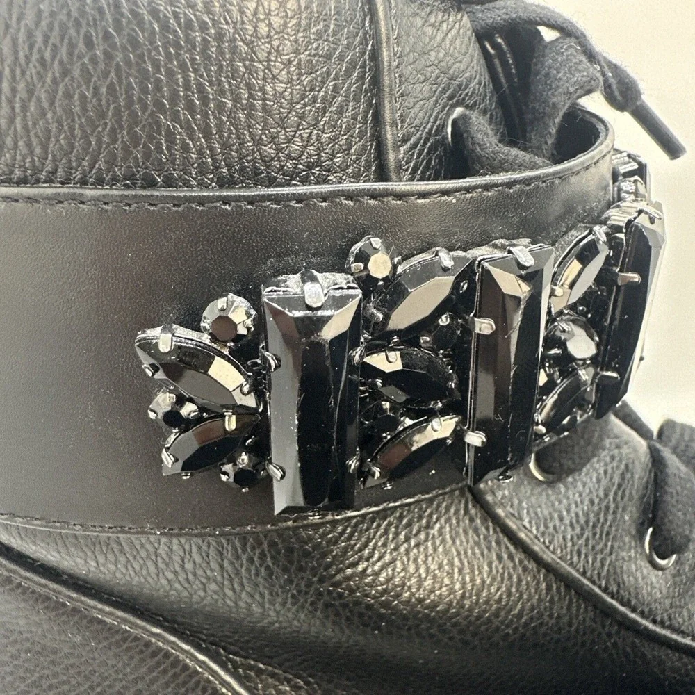 Karl Lagerfeld Paris Jeren Embellished Leather High-Top Sneakers Size 9‎ - Picture 12 of 13